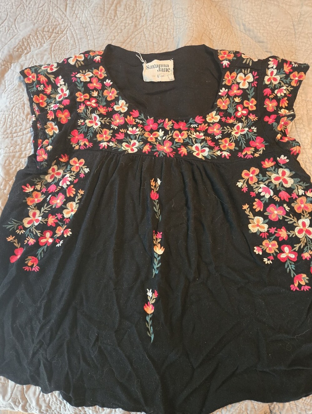 Black Embroidered Savanna Jane Blouse Sz L